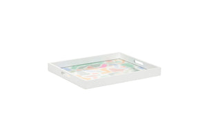 Chelsea House Coloring Hand-Painted Wood Serving Tray By Elaine Burge — Vibrant Glass-Sealed Art, Cut-Handle Design 385164