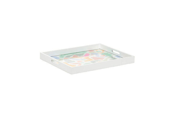 Chelsea House Coloring Hand-Painted Wood Serving Tray By Elaine Burge — Vibrant Glass-Sealed Art, Cut-Handle Design 385164