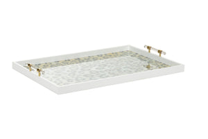 Chelsea House Leopard Tray By Elaine Burge — Safari Chic Serving & Display Tray With Glass Top, Acrylic Handles, Brass Accents 385165