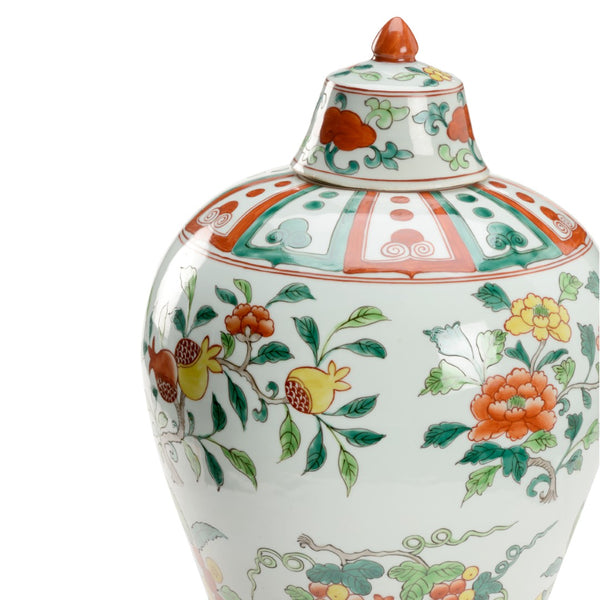 Chelsea House Gainborough Hand-Painted Ceramic Covered Urn With Removable Lid, Multicolor Classic Silhouette 19.5" H 385168