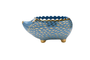 Chelsea House Hedgehog Handcrafted Bowl By Shayla Copas — Blue Glaze With Gold Accents, Decorative Catchall Bowl 385170