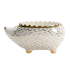 Chelsea House Hedgehog Shayla Copas White & Gold Ceramic Bowl — Whimsical Trinket Dish, Jewelry Tray, Snack Server 385171