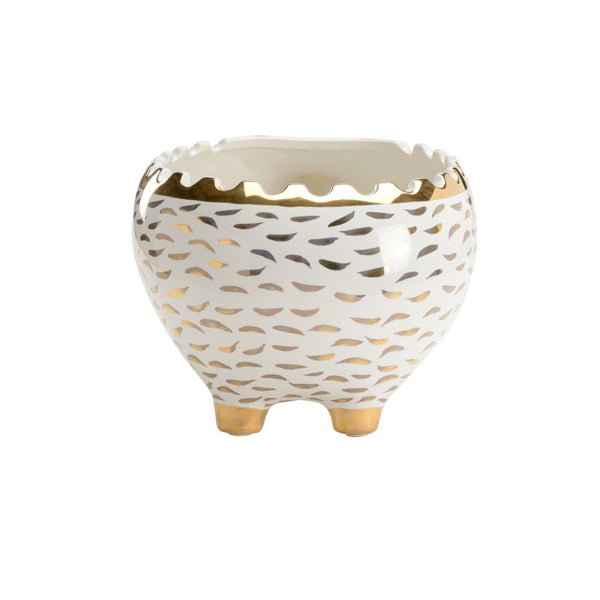 Chelsea House Hedgehog Shayla Copas White & Gold Ceramic Bowl — Whimsical Trinket Dish, Jewelry Tray, Snack Server 385171