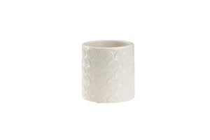 Chelsea House Deco Ceramic Cachepot Small — White Glaze Deco Fan Relief Planter For Small Plants & DéCor Accents 385173