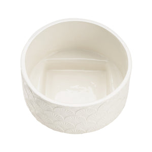 Chelsea House Deco Elegant Ceramic Cachepot With Art Deco Fan Motif, Glossy White Glaze And Subtle Gold Accents 385174