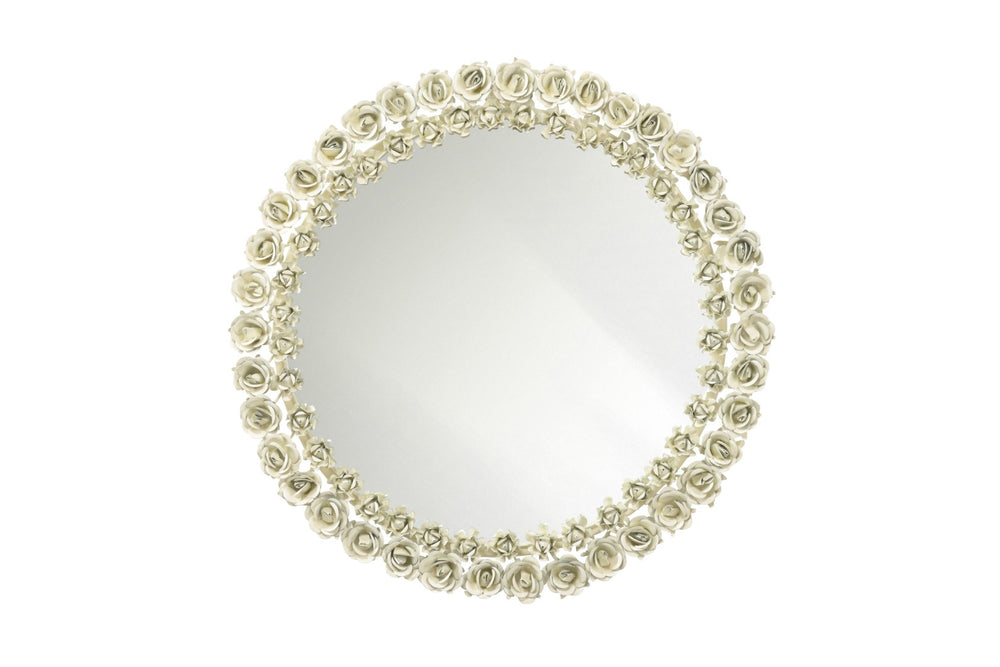 Chelsea House Flourish Antique White Floral Iron Mirror — 24" Vintage-Inspired Wall Accent, Durable Elegant DéCor 385182