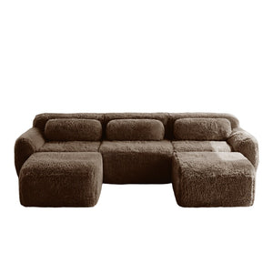 English Elm U-shaped Modular Sectional Sofa Plush Cloud Foam Boneless Build for Home Theater Lounging Chocolate W714S01542