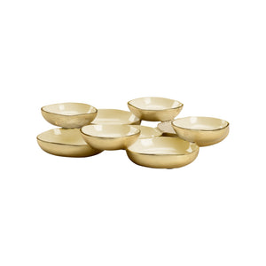 Chelsea House Multidimensional Sculptural Tray With Nine Gold Bowls, Cream Enamel Interior — Luxe Centerpiece DéCor, 14.5" Wide 385192
