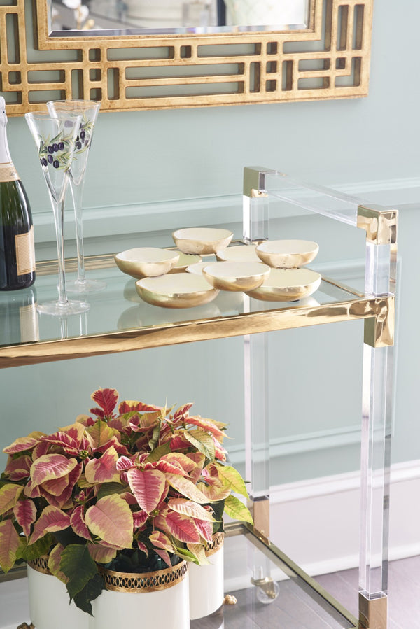 Chelsea House Multidimensional Sculptural Tray With Nine Gold Bowls, Cream Enamel Interior — Luxe Centerpiece DéCor, 14.5" Wide 385192