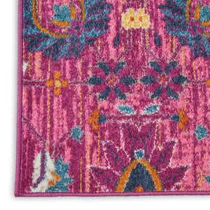 HomeRoots 5' Vibrant Fuchsia and Orange Floral Distressed Area Rug - Chic Design for Modern Home Elegance 5' x 7' 385193