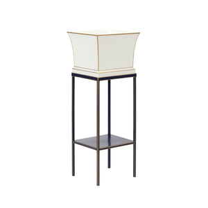 Chelsea House Morrow Elegant Tole Planter With Navy Accents & Matching Stand — 39.5" Tall Cream Two-Tone Display 385194