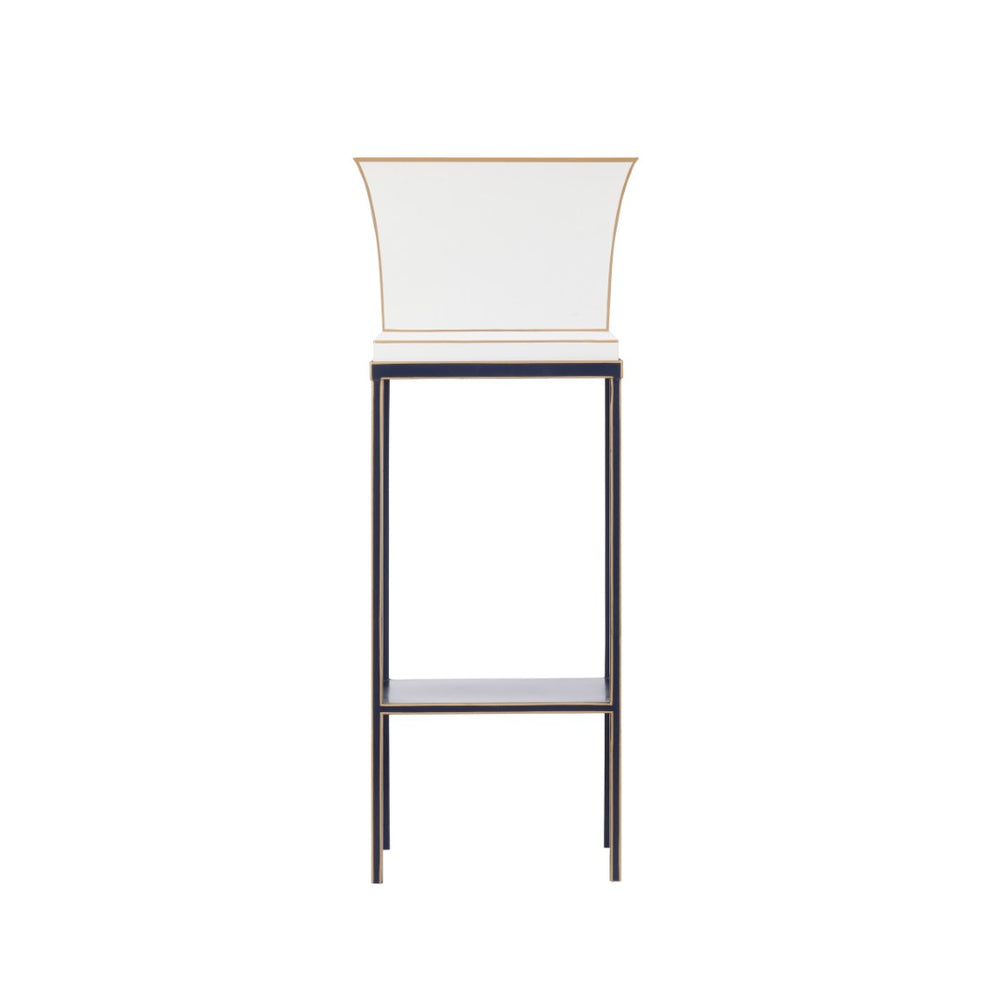 Chelsea House Morrow Elegant Tole Planter With Navy Accents & Matching Stand — 39.5" Tall Cream Two-Tone Display 385194