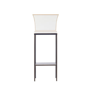 Chelsea House Morrow Elegant Tole Planter With Navy Accents & Matching Stand — 39.5" Tall Cream Two-Tone Display 385194