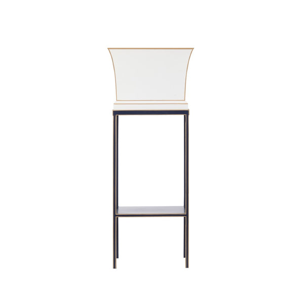 Chelsea House Morrow Elegant Tole Planter With Navy Accents & Matching Stand — 39.5" Tall Cream Two-Tone Display 385194