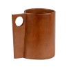 Chelsea House Leather Vase Handcrafted Cognac Leather With Removable Glass Insert, Angular Handle, Modern Classic DéCor 385195