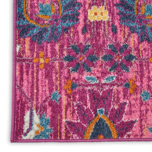 HomeRoots 5' Vibrant Fuchsia and Orange Floral Distressed Area Rug - Chic Design for Modern Home Elegance 7' x 10' 385198