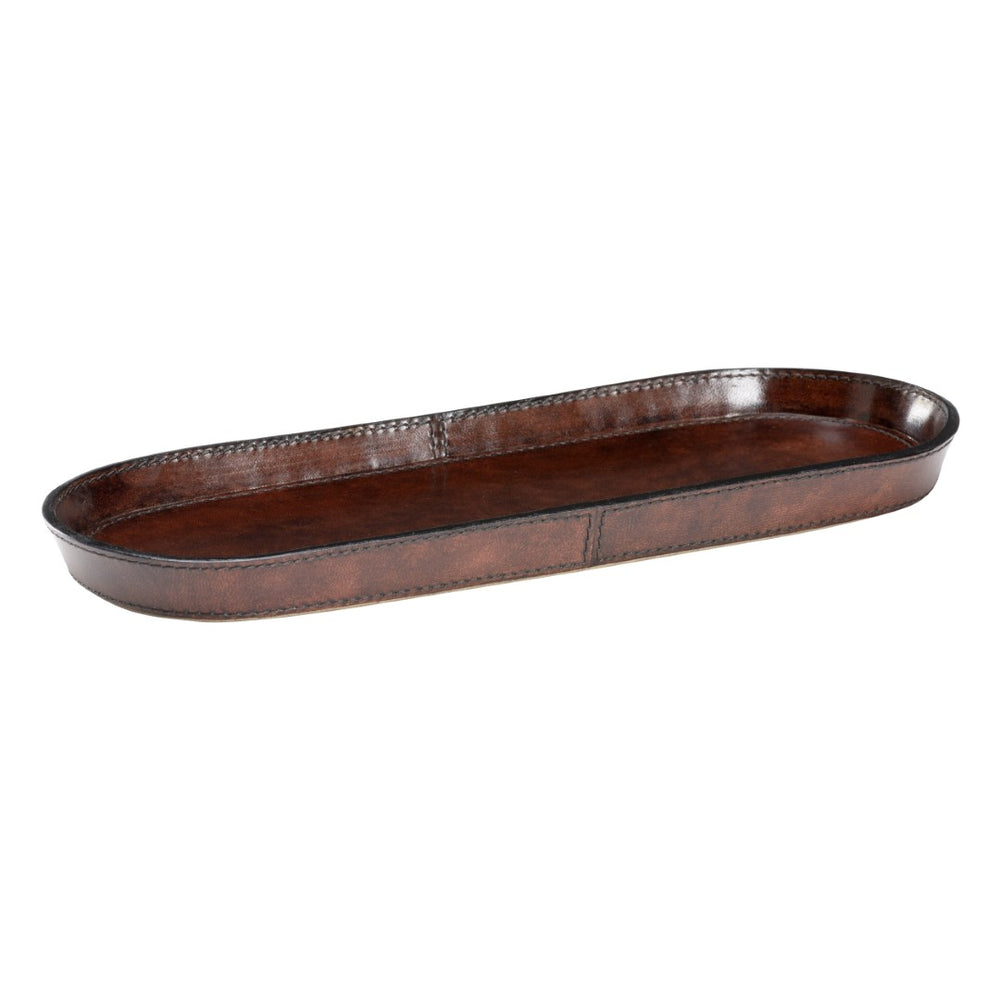 Chelsea House Oval Chocolate Valet Tray Large — Handcrafted Leather Catchall For Keys, Wallets, Phones & Desk Organization 385199