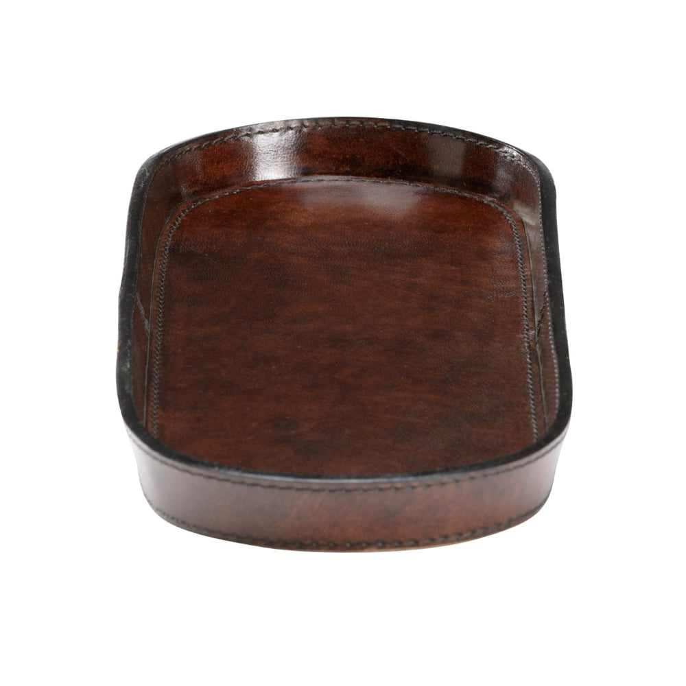 Chelsea House Oval Chocolate Valet Tray Large — Handcrafted Leather Catchall For Keys, Wallets, Phones & Desk Organization 385199