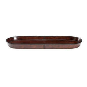 Chelsea House Oval Chocolate Valet Tray Large — Handcrafted Leather Catchall For Keys, Wallets, Phones & Desk Organization 385199