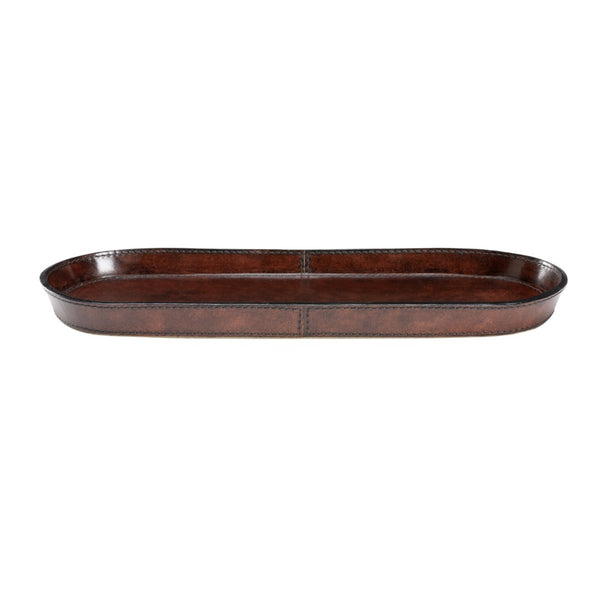 Chelsea House Oval Chocolate Valet Tray Large — Handcrafted Leather Catchall For Keys, Wallets, Phones & Desk Organization 385199
