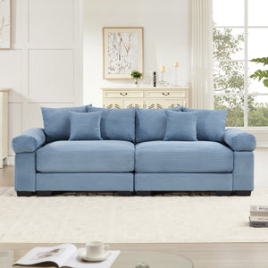 English Elm 92" Oversized Modular Sectional Couch In Plush Corduroy – Ergonomic Design, Flexible Layouts & Comfort W714S01347