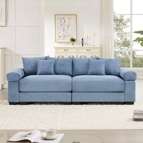 English Elm 92" Oversized Modular Sectional Couch In Plush Corduroy – Ergonomic Design, Flexible Layouts & Comfort W714S01347