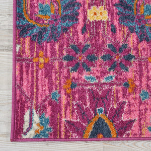 HomeRoots 5' Vibrant Fuchsia and Orange Floral Distressed Area Rug - Chic Design for Modern Home Elegance 8' x 10' 385200