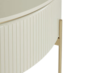 Sunpan Paloma Luxurious Lift Top Coffee Table with Gold Stainless Steel Legs - High Gloss Cream Elegance