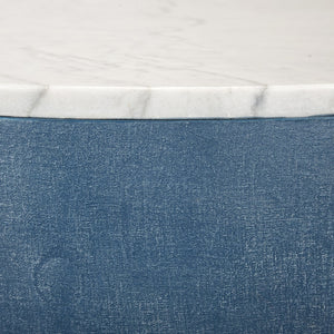 Chelsea House Aqueduct Sculptural Cocktail Table By Elizabeth Wicker — Blue Hemp Base, Marble Top, Antique Gold Accentsaqueduct Sculptural Cocktail Table By Elizabeth Wicker — Blue Hemp Base, Marble Top, Antique Gold Accents 385206