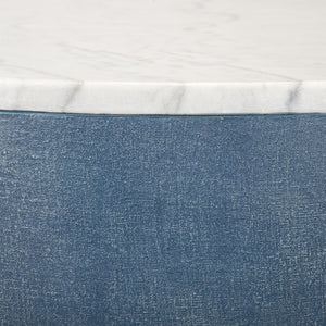 Chelsea House Aqueduct Hand-Finished Blue Hemp End Table With Marble Top & Antique Gold Accents — 27"H X 28"W 385207