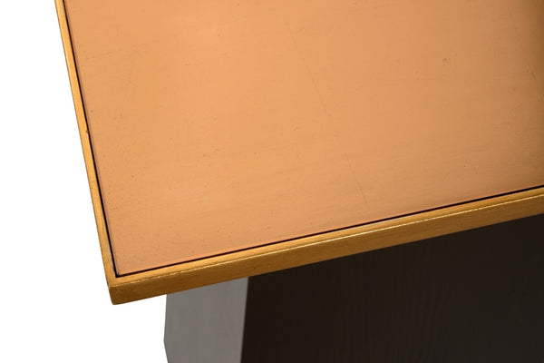 Chelsea House High Top Pedestal — Bradshaw Orrell Walnut Base With Chestnut Glass Top And Gold-Leaf Edge Accent, 48" Tall 385211