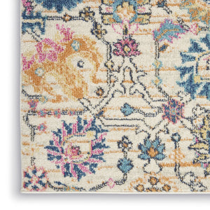HomeRoots 5' Timeless Ivory and Blue Floral Area Rug - Elegant Design, Durable, Perfect for Any Room Decor 5? x 7? 385211