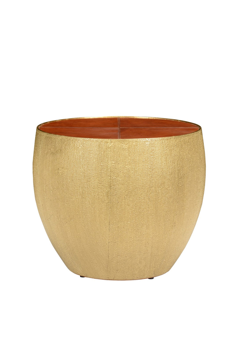 Chelsea House Drum Hand-Hammered Brass Accent Table With Cognac Leather Top — Sculptural, Durable Side/Bedside 385212