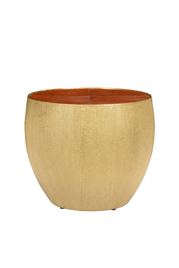 Chelsea House Drum Hand-Hammered Brass Accent Table With Cognac Leather Top — Sculptural, Durable Side/Bedside 385212