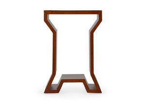 Chelsea House Leather Side Table With Cognac Leather, Woven Cane Top & Beveled Glass — Handcrafted Compact Accent 385213