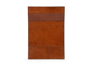 Chelsea House Leather Side Table With Cognac Leather, Woven Cane Top & Beveled Glass — Handcrafted Compact Accent 385213