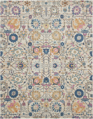 HomeRoots 5' Timeless Ivory and Blue Floral Area Rug - Elegant Design, Durable, Perfect for Any Room Decor 7? x 10? 385215