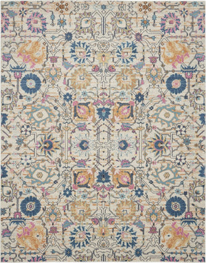 HomeRoots 5' Timeless Ivory and Blue Floral Area Rug - Elegant Design, Durable, Perfect for Any Room Decor 7? x 10? 385215