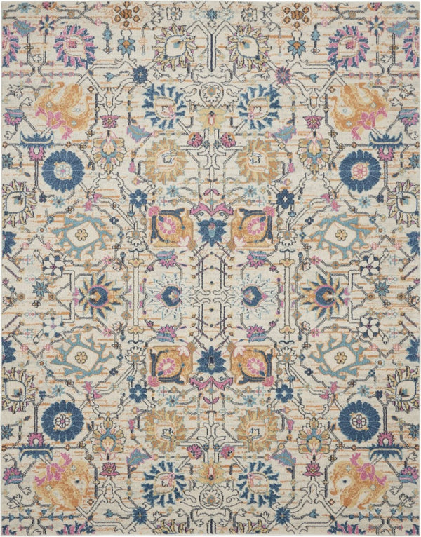 HomeRoots 5' Timeless Ivory and Blue Floral Area Rug - Elegant Design, Durable, Perfect for Any Room Decor 8? x 10? 385218