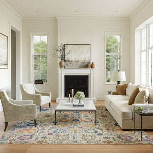 HomeRoots 5' Timeless Ivory and Blue Floral Area Rug - Elegant Design, Durable, Perfect for Any Room Decor 8? x 10? 385218