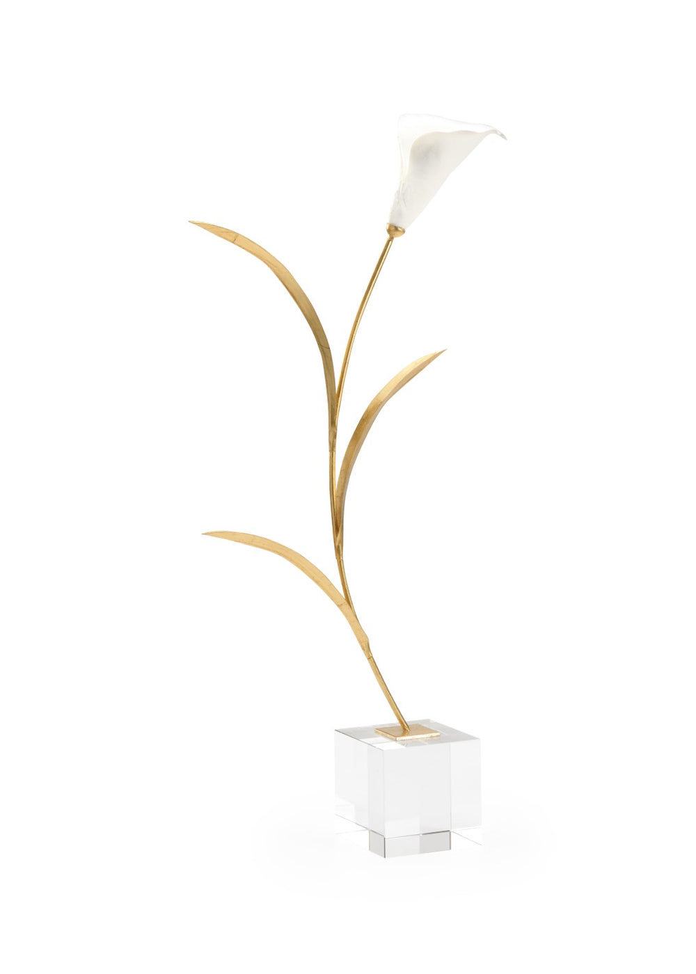 Chelsea House Calla Porcelain Lily Sculpture On Crystal Base By Claire Bell — Gold-Leaf Stem, Elegant Tabletop Accent 385221