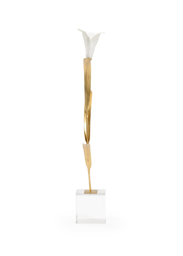 Chelsea House Calla Porcelain Lily Sculpture On Crystal Base By Claire Bell — Gold-Leaf Stem, Elegant Tabletop Accent 385221