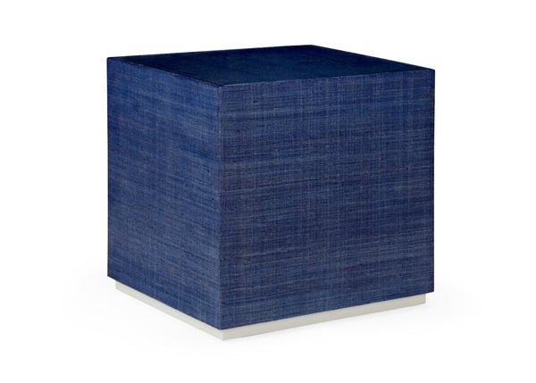 Chelsea House Captiva Blue Bunching Table By Jamie Merida — Linen-Wrapped Base, Beveled Glass Top, Versatile Accent 385227