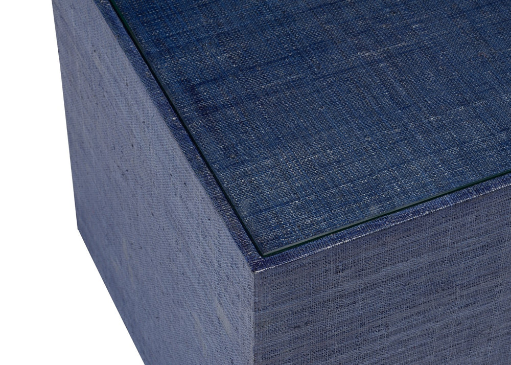 Chelsea House Captiva Blue Bunching Table By Jamie Merida — Linen-Wrapped Base, Beveled Glass Top, Versatile Accent 385227