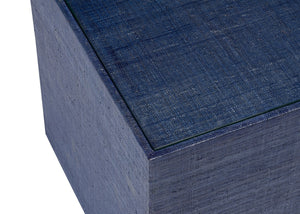 Chelsea House Captiva Blue Bunching Table By Jamie Merida — Linen-Wrapped Base, Beveled Glass Top, Versatile Accent 385227