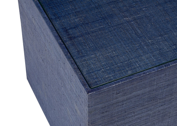 Chelsea House Captiva Blue Bunching Table By Jamie Merida — Linen-Wrapped Base, Beveled Glass Top, Versatile Accent 385227