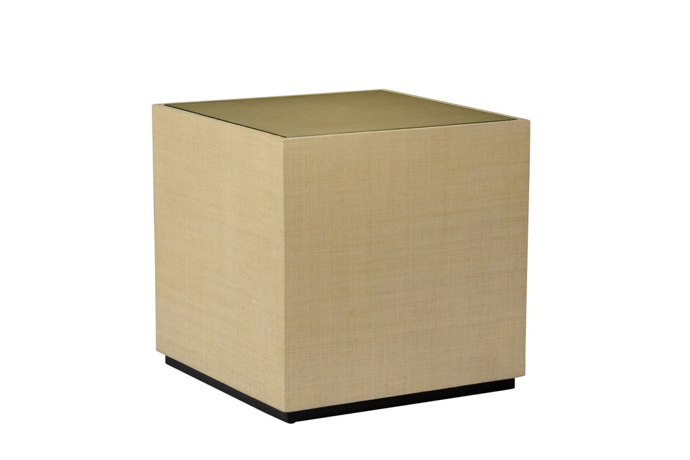 Chelsea House Captiva Linen-Wrapped Bunching Table With Beveled Glass Top — Coastal Texture, Versatile Grouping, 20" 385228