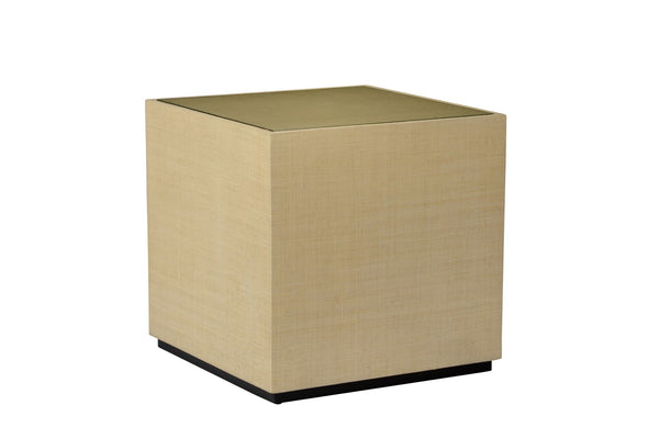 Chelsea House Captiva Linen-Wrapped Bunching Table With Beveled Glass Top — Coastal Texture, Versatile Grouping, 20" 385228