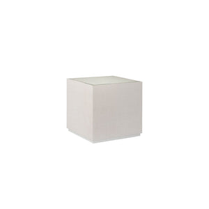 Chelsea House Captiva Linen Bunching Table By Jamie Merida - Compact 20" Modern End/Cocktail Table, White Beveled Glass 385229