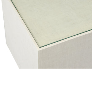 Chelsea House Captiva Linen Bunching Table By Jamie Merida - Compact 20" Modern End/Cocktail Table, White Beveled Glass 385229